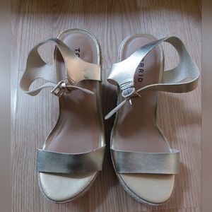 Torrid Gold Wedge Sandals Size 8.5W